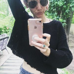 Cropped knit sweater